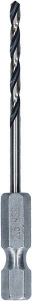 Ein Metallbohrbit mit Spiralnut und sechseckiger Grundform, entwickelt für die Verwendung mit Elektrobohrern zum Bohren von Löchern in harten Oberflächen.