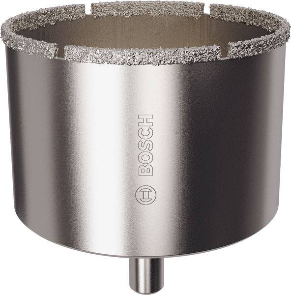 Eine Metallhohlsäge mit Diamantkörnern an den Kanten, mit der Marke 