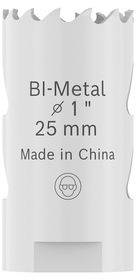 Ein zylindrischer Metallbohrer ist mit „BI-Metal Ø 1