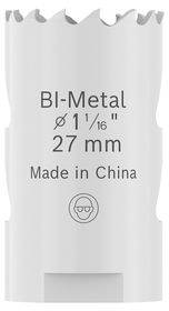 Ein Bimetall-Lochsägeblatt mit einem Durchmesser von 27 mm, hergestellt in China, mit gezackten Schneidkanten.