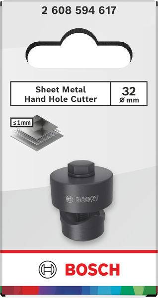 Bosch Blechlochzange, 32mm Durchmesser, geeignet für ≤1mm Materialstärke.