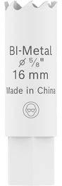 Weißes zylindrisches Werkzeug mit der Bezeichnung „BI-Metal Ø5/8