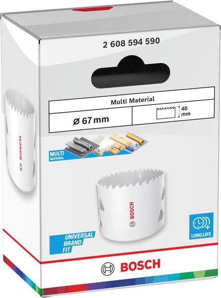 Paket mit Bosch 67-mm-Mehrstoff-Lochsäge, mit 
