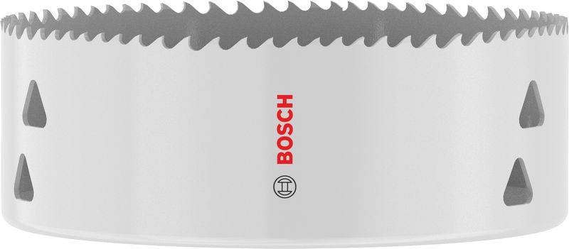 Bosch-Lochsäge mit scharfen Zähnen zum Schneiden, mit Markenlogo auf der Seite.