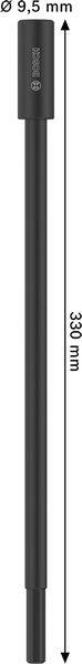 Schwarzer Zylinderstab, 330 mm lang und 9,6 mm Durchmesser, von oben betrachtet.