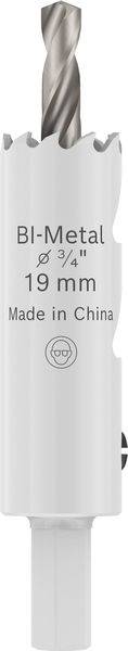 Bi-Metall-Lochsäge mit Beschriftung „19 mm, Made in China