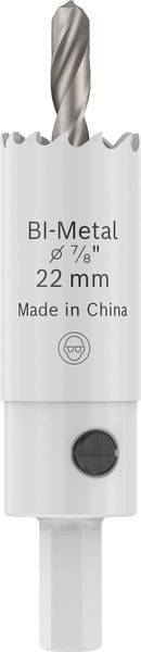 Ein Metalllochsäge-Bohrer, gekennzeichnet mit „BI-Metal ø 7/8