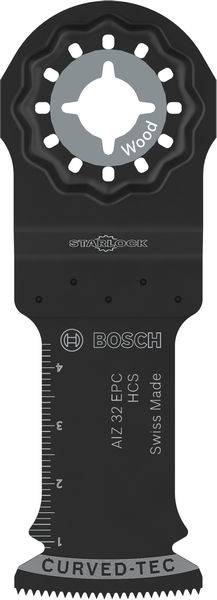 'Bosch Curved-Tec' Blattaufsatz zum Holzschneiden mit Messskalen und Schweizer Qualität.
