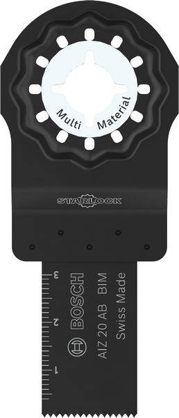 Bosch Starlock Mehrzweck-Sägeblatt, Schweizer Qualität, mit Messskalen und gezahntem Schneidkante zum Schneiden verschiedener Materialien.