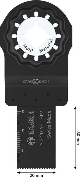Bosch Starlock Mehrzweck-Sägeblatt, 30 mm Länge, 20 mm Breite, Schweizer Herstellung.