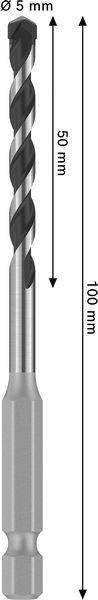Ein Metallbohraufsatz mit angegebenen Maßen: 50mm Bohrtiefe, 100mm Gesamtlänge und einen Durchmesser von 9mm.