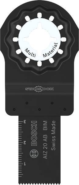 Starlock Multi-Material Bosch-Sägeblatt, Schweizer Herstellung, mit Messskalen, geeignet für verschiedene Schneidanwendungen.