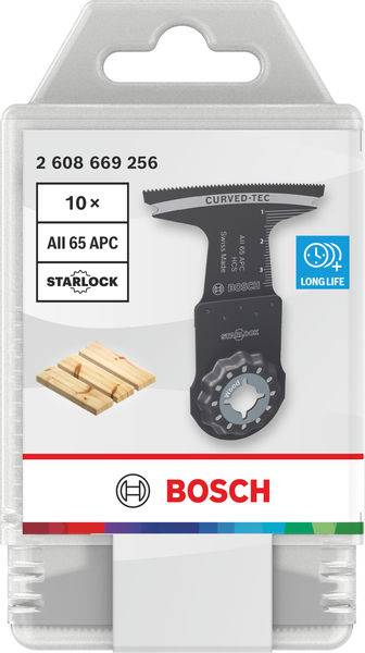Bosch Starlock Sägeblatt-Paket; enthält 10 gekrümmte Tec-Blätter zum Holzschneiden, gekennzeichnet mit „LONG LIFE
