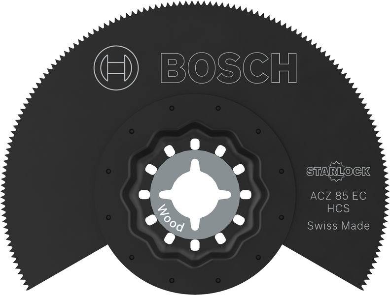 Bosch-Sägeblatt für Kreissägen mit der Bezeichnung „Holz", mit Starlock-Design und „Swiss Made", geeignet zum Schneiden von Holz.