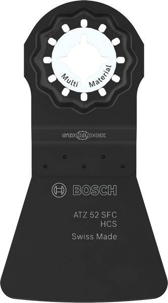 Bosch ATZ 52 SFC Multi-Material-Werkzeugblatt mit Starlock-Aufnahme und Schweizer Fertigung zum Schneiden und Kratzen.