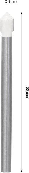 Bohrspitze mit einer Länge von 67 mm und einem Durchmesser von 6 mm, mit einer spitzen Spitze.