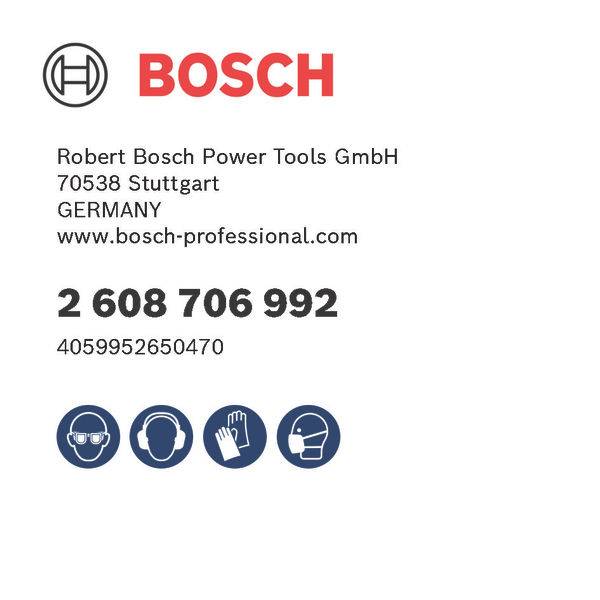 Robert Bosch Power Tools GmbH Kontaktinformationen mit Telefonnummer 2 608 706 992 und Website www.bosch-professional.com.