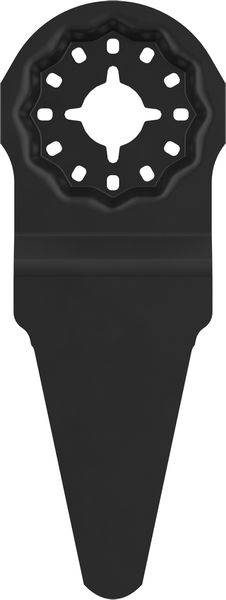 Oszillierendes Werkzeugblatt mit halbkreisförmiger Schneidkante, entwickelt für präzises Schneiden in Holz oder Metall.