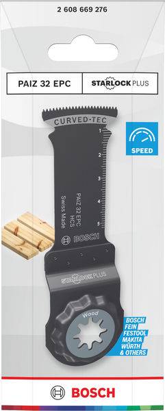 Bosch Starlock Plus PAIZ 32 EPC Sägeblattverpackung, mit „Curved-Tec