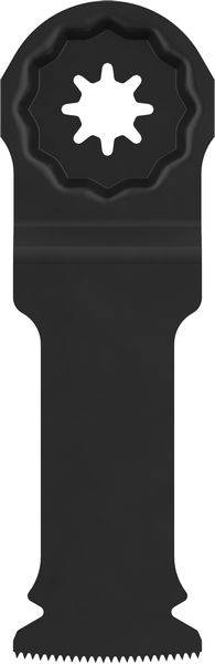 Ein oszillierendes Werkzeugblatt mit einer sternförmigen Befestigungsstelle und einer gezackten Schneidkante, das häufig zum Präzisionsschneiden verwendet wird.