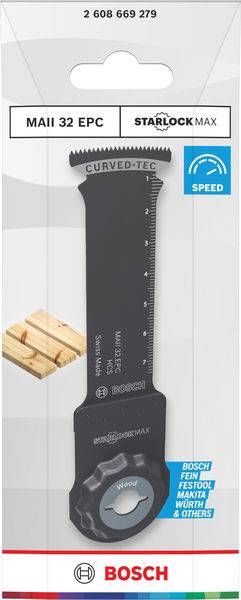 Bosch MAII 32 EPC StarlockMax Sägeblatt zum Schneiden von Holz. Mit Curved-Tec Design für Präzision, kompatibel mit Bosch, Fein, Festool und anderen.