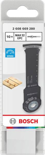 Bosch StarlockMax MAII 32 EPC Oszillations-Multifunktionswerkzeug-Klinge, 10er-Pack, für schnelles Holzschneiden ausgelegt, mit 