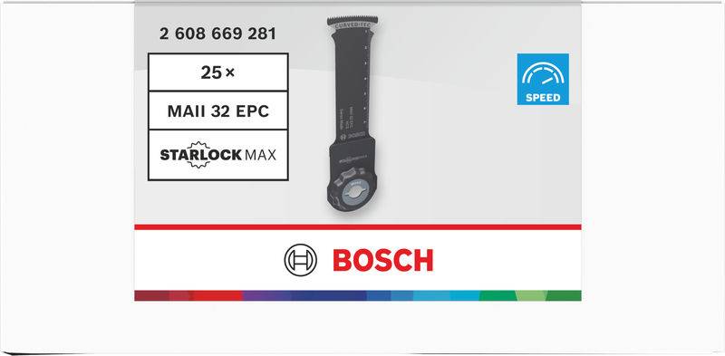 Verpackung des Elektroschleifers-Mehrzweckwerkzeugs „Bosch Starlock Max MAII 32 EPC