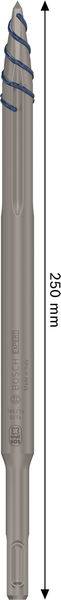Ein zylindrisches Metalwerkzeug mit einer strukturierten, spiralförmigen Spitze, mit einer Länge von 25 mm, möglicherweise ein Bohrer oder Fräser.