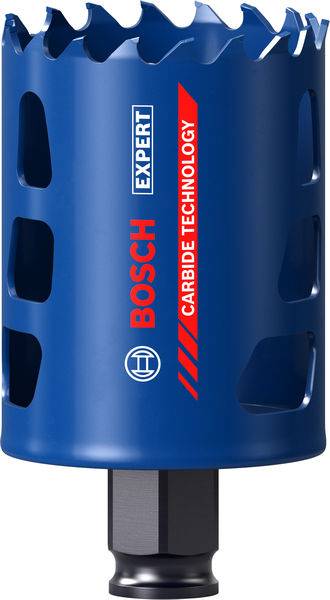 Ein blauertrockenbohrer mit gezackten Kanten, gekennzeichnet mit „Bosch Expert