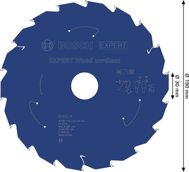 Bosch Accessories 2608902155 2608902155 Kreissägeblatt Zähneanzahl: 18 1St.