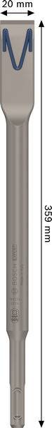 Langer, zylindrischer Bohrer, 339 mm lang und 20 mm breit, mit einer blauen „M