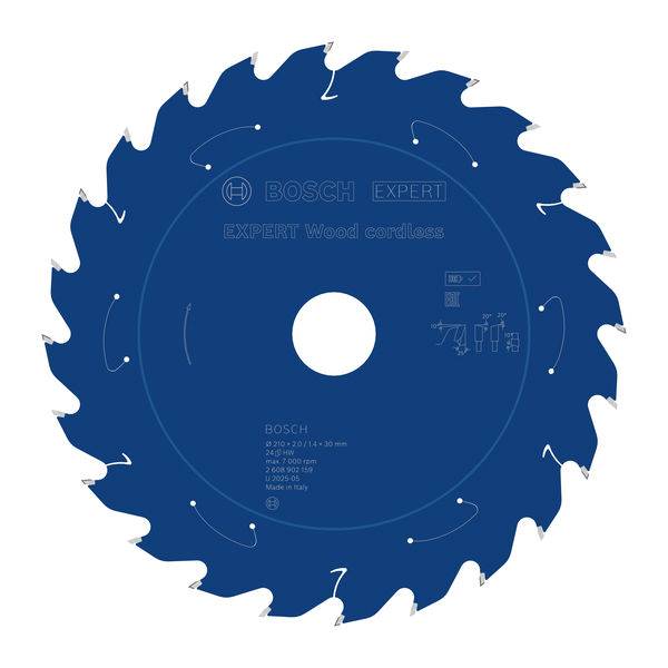 Ein blaues Sägeblatt mit der Bezeichnung 