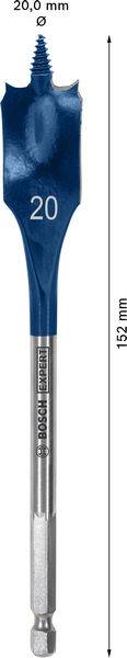 Ein blauer Spatenbohrer mit der Markierung „20
