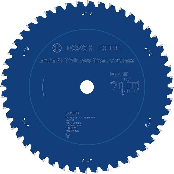 Sägeblatt mit Bosch-Branding, Etikett lautet 