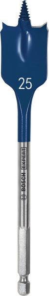 Ein blauer Spatenbohrer mit spitzer Spitze und flachen Seiten, gekennzeichnet mit der Nummer „25