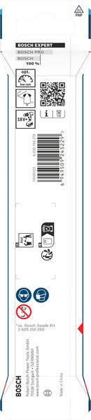 Verpackung für Bosch Expert HCS 32 x 40mm Klinge, zeigt Produktdetails, einen Barcode und Sicherheitssymbole.