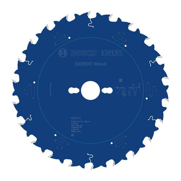 Ein Sägeblatt einer Kreissäge mit der Bezeichnung „BOSCH Expert Wood