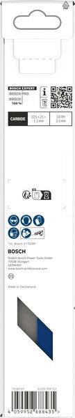 Bosch-Stichsägeblatt-Packung mit Modell T144D, für Holz, mit QR-Code und Bosch-Logo. Merkmale, Abmessungen und Design hervorgehoben.
