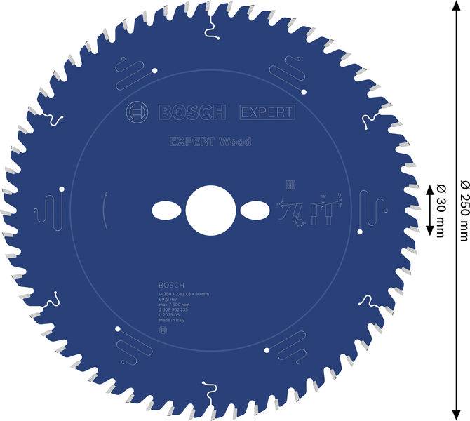 Eine Kreissägeblatt mit blauer Beschichtung, mit der Bezeichnung „Bosch Expert