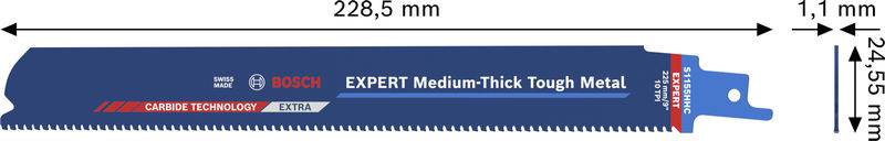 Sägeblatt mit Text „Bosch Expert Medium-Thick Tough Metal