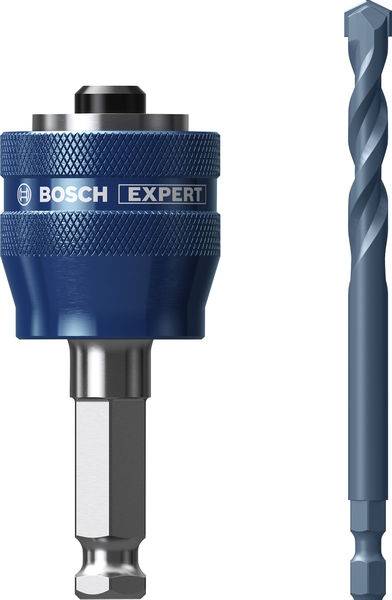 „Bosch Expert" blauer Bohrspitzhalter und Spiralbohrer, entwickelt für Präzisionsarbeiten und Kompatibilität mit Elektrobohrern.