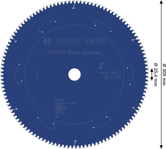 Ein Kreissägeblatt von Bosch, mit der Bezeichnung „EXPERT Wood stainless