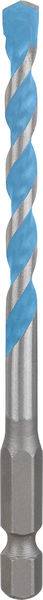 Ein blau und silberfarbener spiralförmiger Bohrer, speziell entworfen für effizientes Bohren in Bauprojekten und Holzbearbeitungsprojekten.