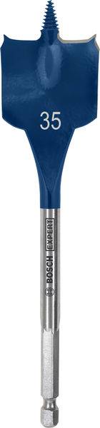 Ein Metallspatenbohrer mit blauem Kopf und der Nummer 