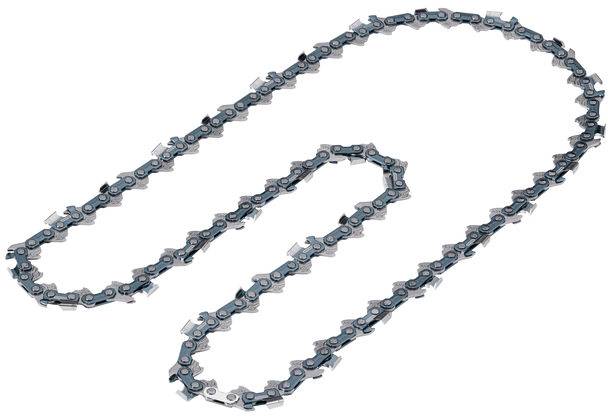 Eine Kettensägenkulisse wird auf einem schlichten Hintergrund präsentiert und zeigt ihre Metallglieder und scharfen Schneidezähne.