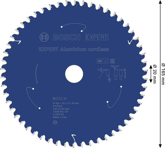 Kreissägeblatt mit der Aufschrift „BOSCH EXPERT Aluminium cordless