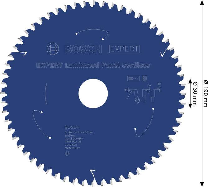 „Sägeblatt mit Bosch-Markenlogo, bezeichnet als „EXPERT
