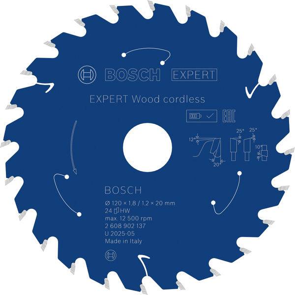 Kreissägeblatt mit der Bezeichnung „Bosch Expert Wood cordless