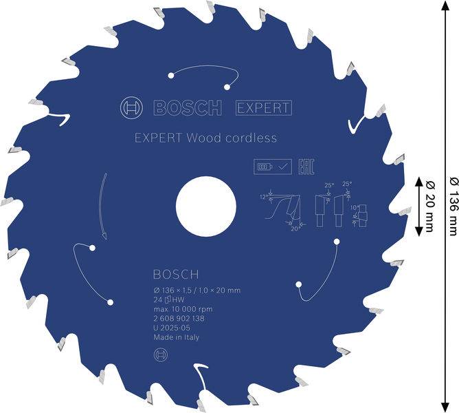 Kreissägeblatt mit der Aufschrift „BOSCH EXPERT Holz Akku
