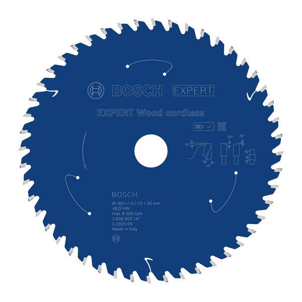 Ein Kreissägeblatt mit der Bezeichnung „Bosch Expert Wood cordless